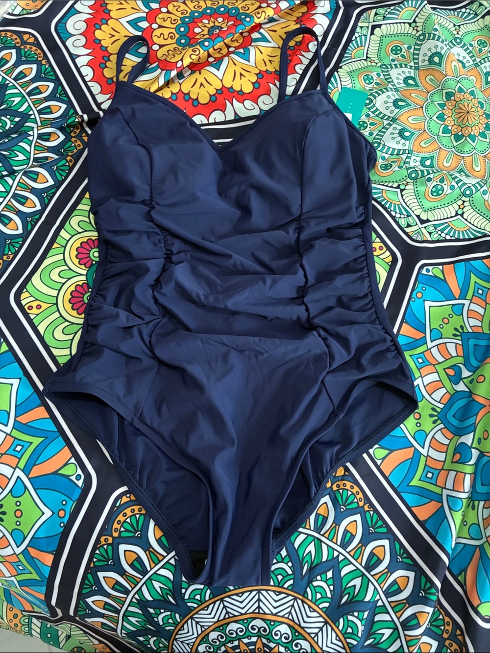 Aqua Green Classic Navy One-Piece Swimsuit